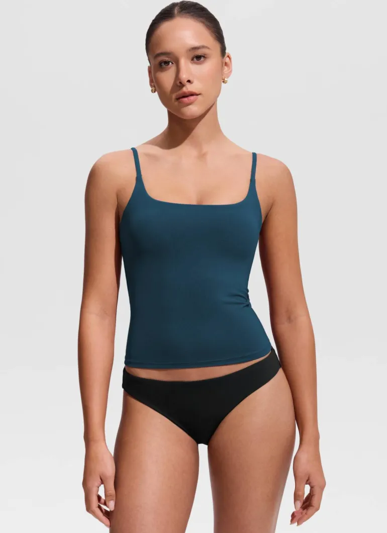 U Neck Twist Back Tankini Top