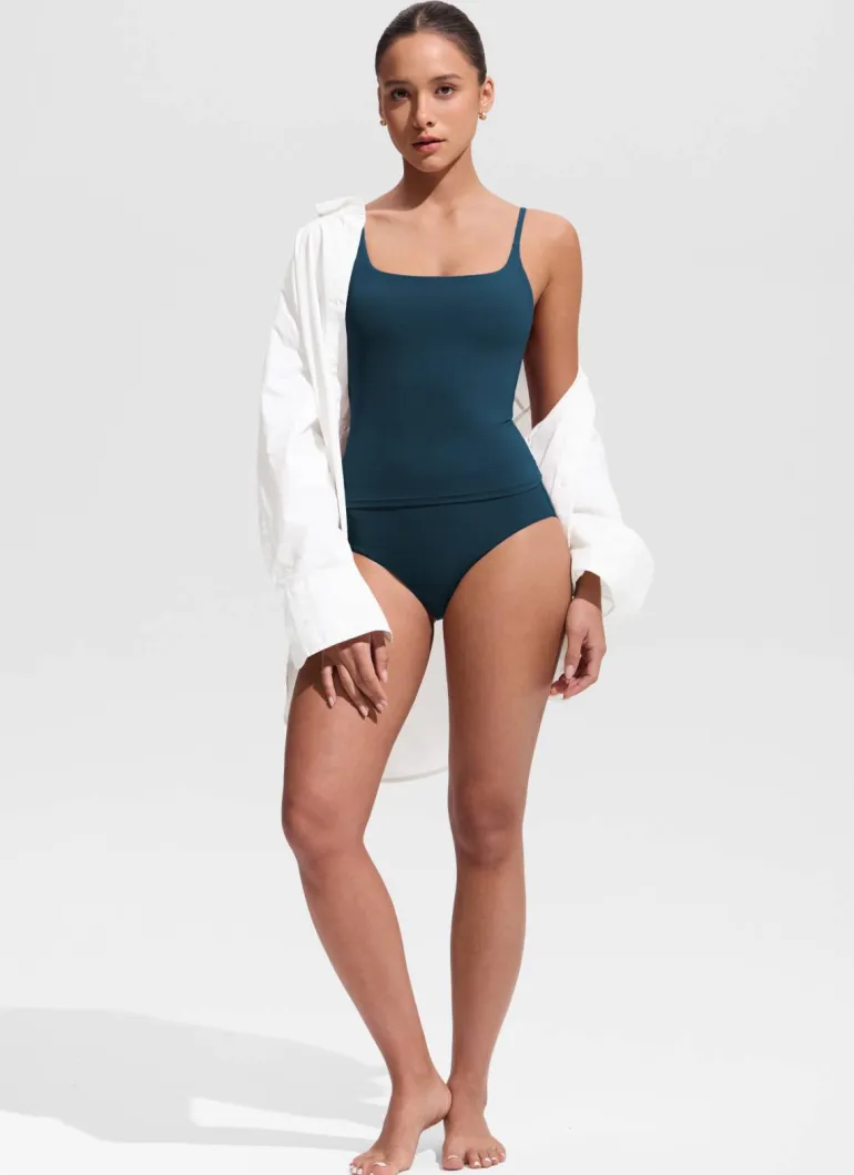 U Neck Twist Back Tankini Top