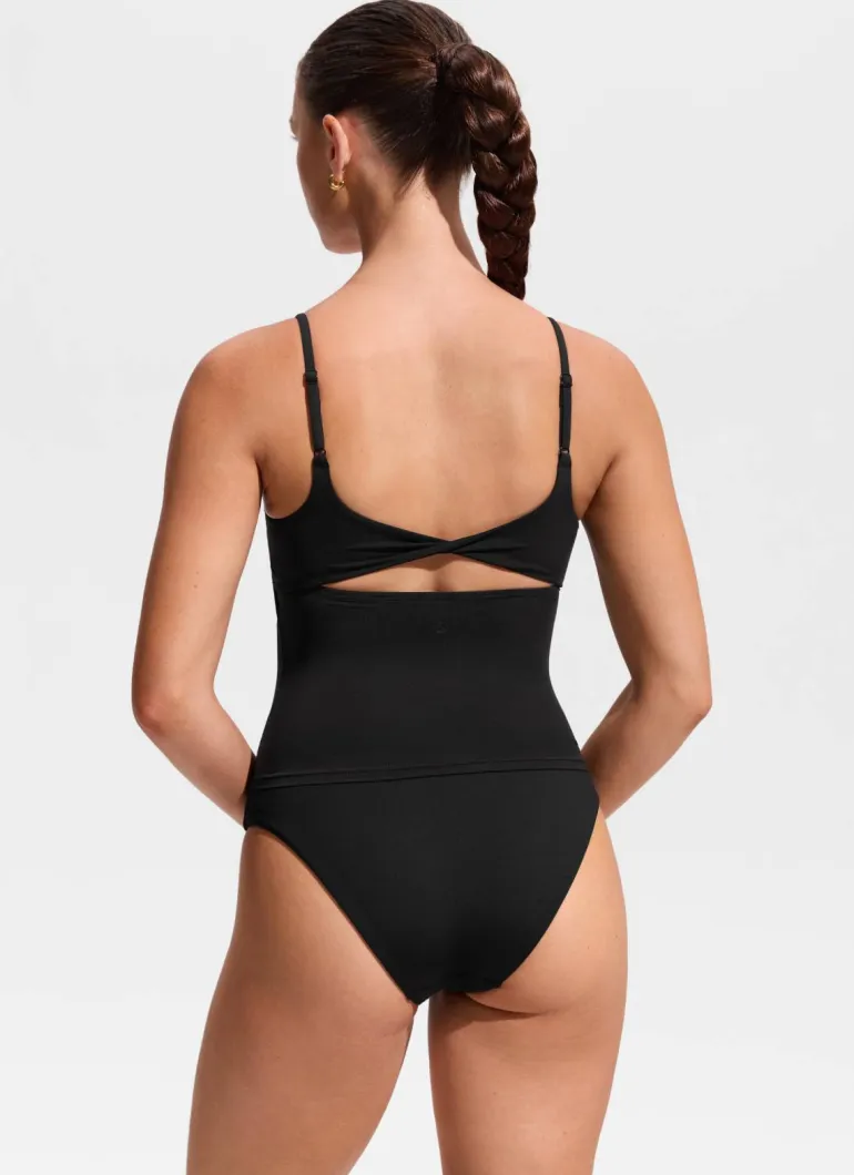 U Neck Twist Back Tankini Top