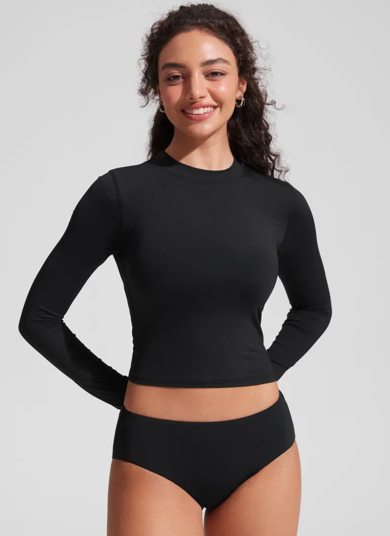 UPF 50+ Cropped Rashguard Swimsuit Top