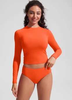 UPF 50+ Cropped Rashguard Swimsuit Top