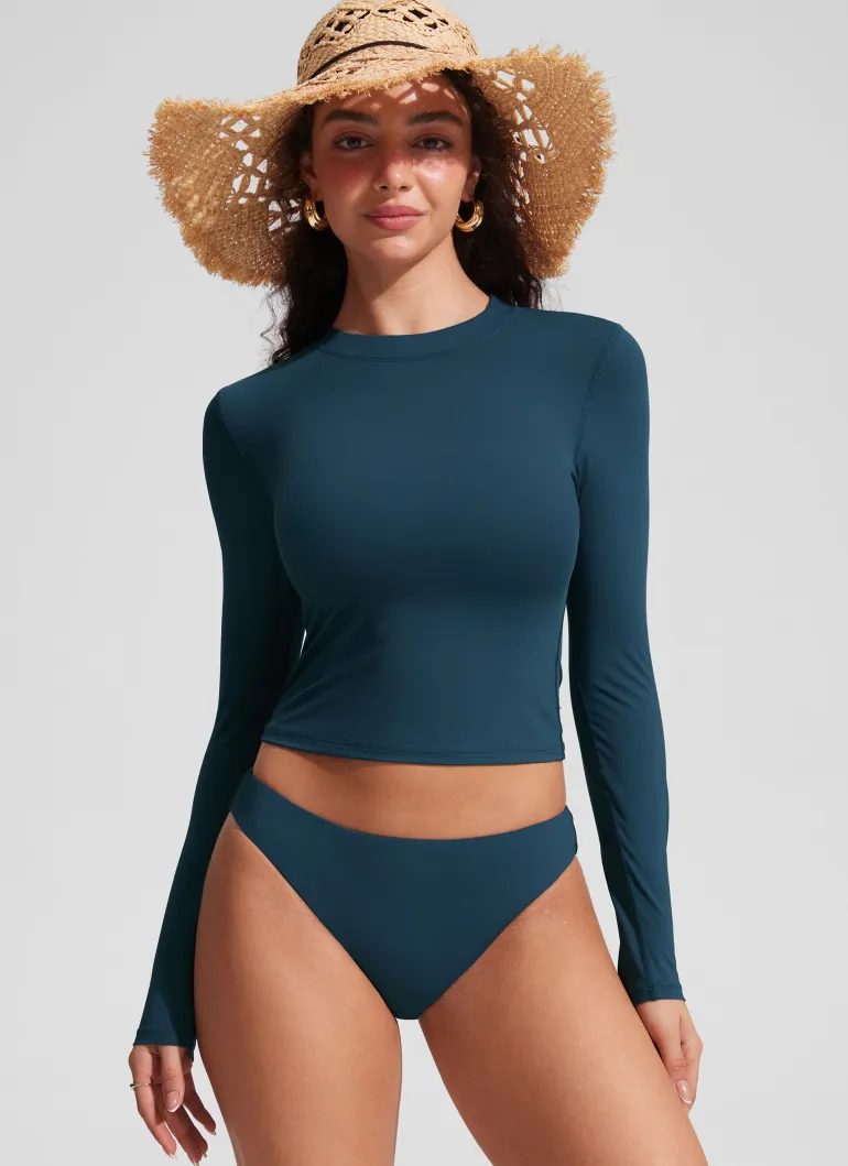 UPF 50+ Cropped Rashguard Swimsuit Top