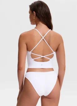 V Neck Criss Cross Back Crop Tankini