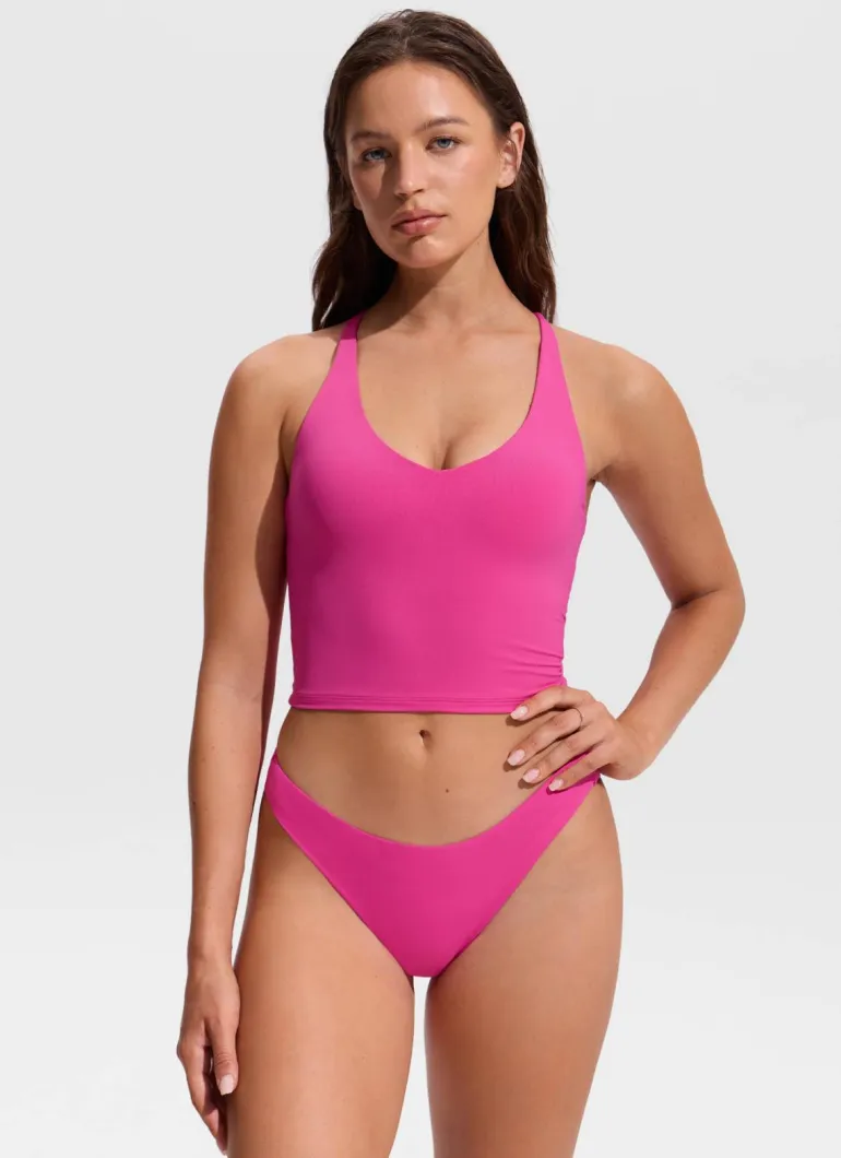 V Neck Criss Cross Back Crop Tankini