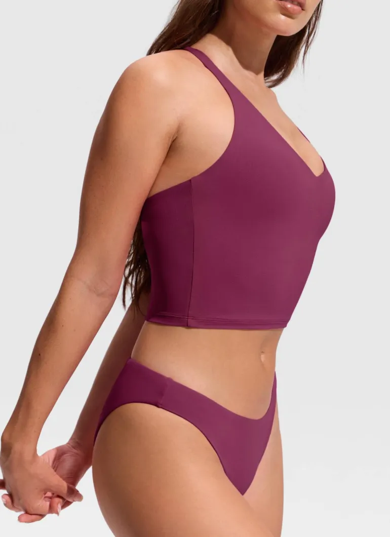 V Neck Criss Cross Back Crop Tankini