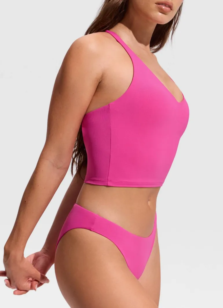 V Neck Criss Cross Back Crop Tankini
