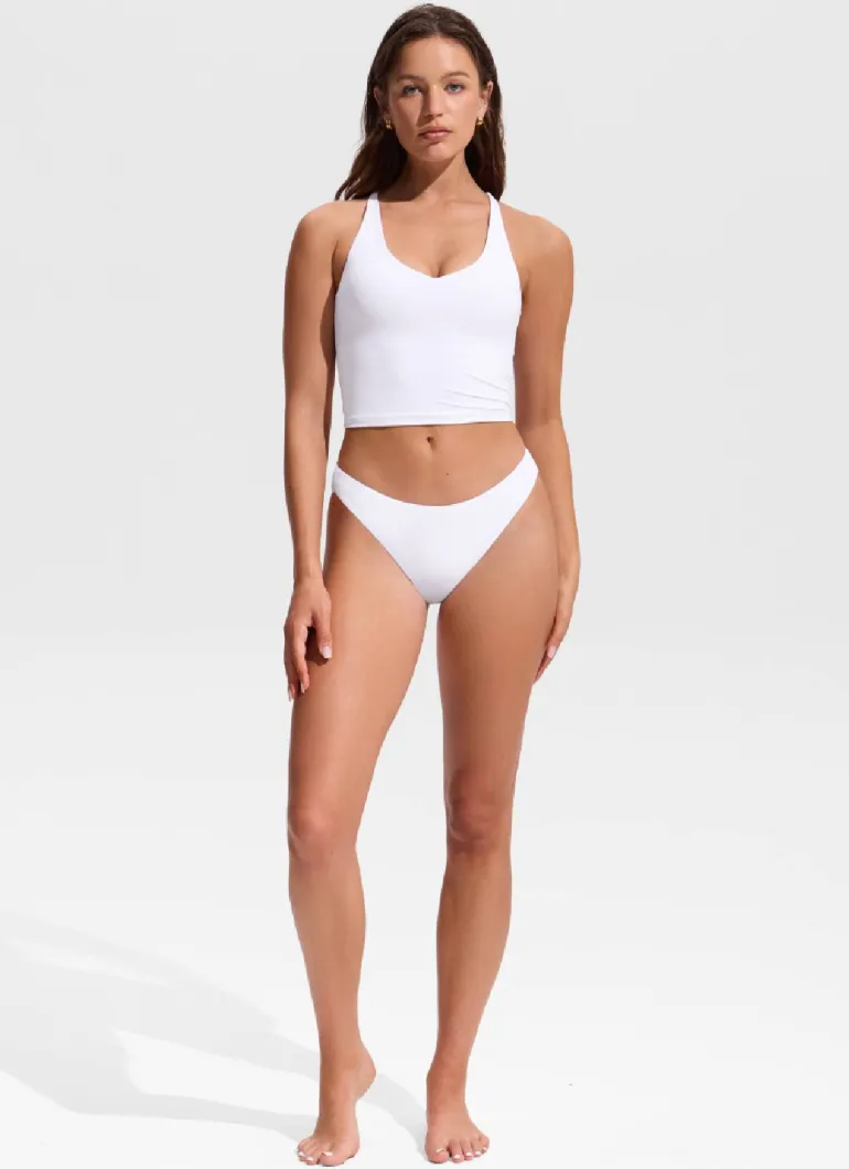 V Neck Criss Cross Back Crop Tankini