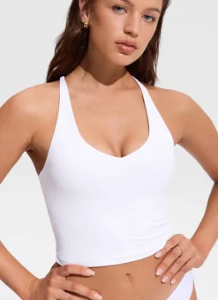 V Neck Criss Cross Back Crop Tankini