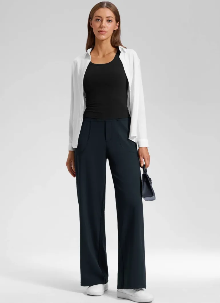 Wide Leg Faux Fly Pocket Pant 30"
